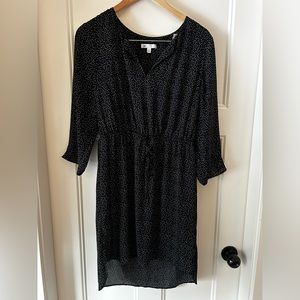 Black and white tiny polkadot dress